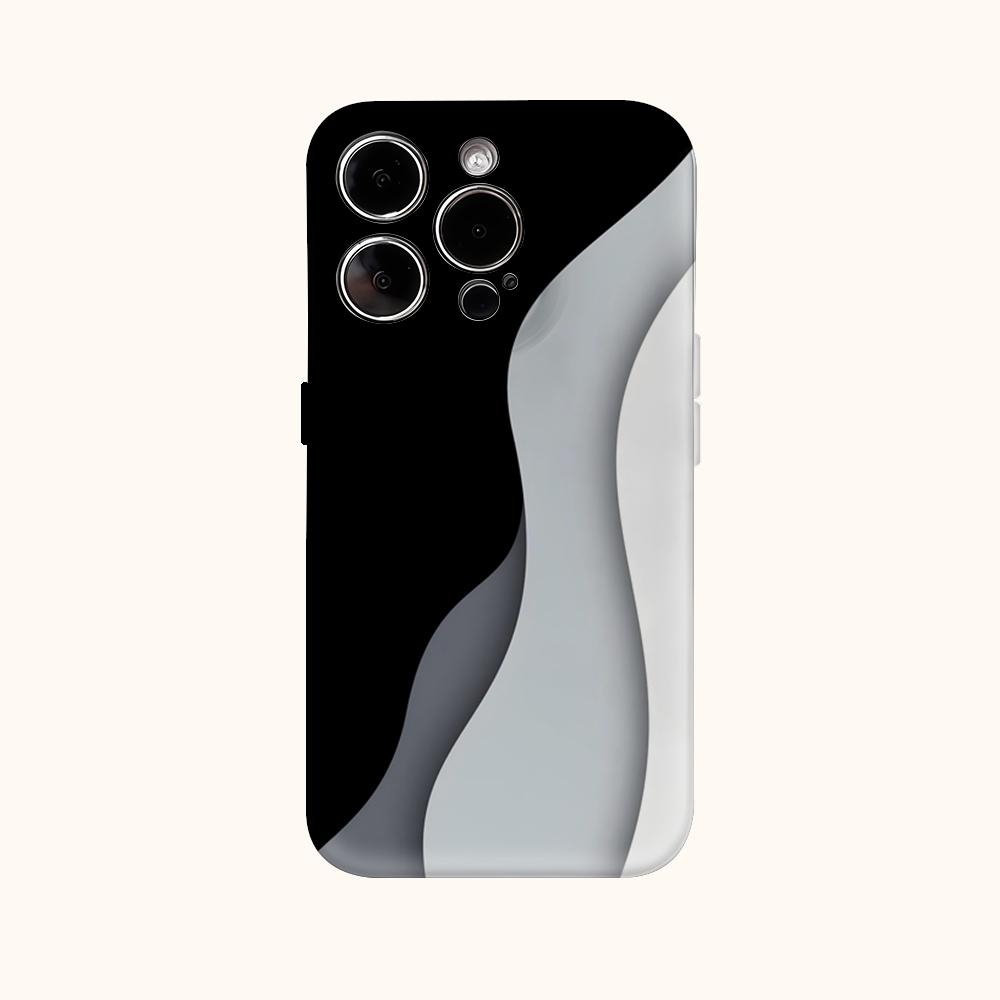 Монохромный чехол для телефона с волнообразным рисунком для IPhone 17AIR 16E 16 15 14 13 12 11 17 Pro Max Plus Двухслойная задняя крышка