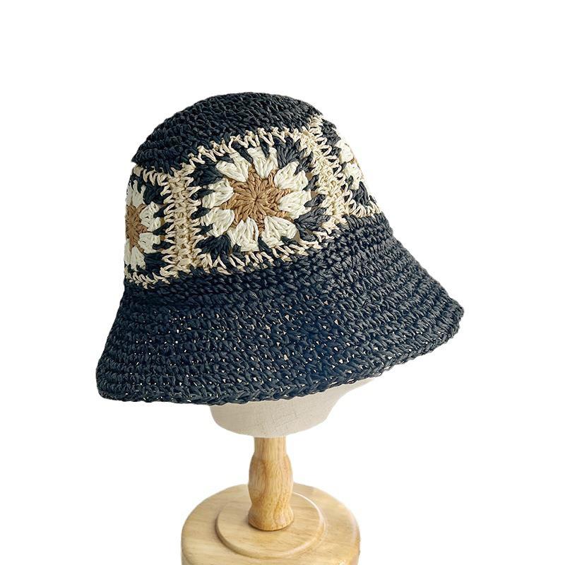 New straw hat women sunscreen shade beach travel foldable leisure flowers fisherman girl summer sun hat