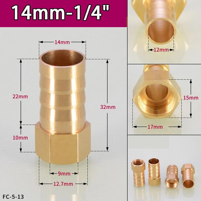 Peijian 1/8" 1/4" 3/8" Bsp Brass Pipe Fitting Barbed Hose Tail Joiner Tubing Connector Air Water Fuel Gas 6/8/10/12/14/18mm Fuel System Fittings7