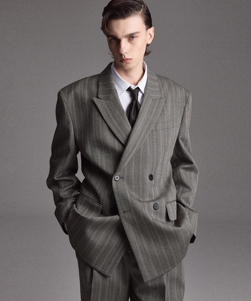 TNGT Herringbone Structure Wool Double Jacket (Grey) Tnja6F103G2