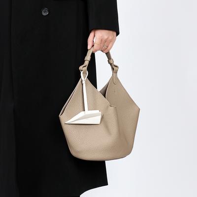 Женская сумка-ведро сумка Niche Большая вместимость Advanced Sense Head Layer Cowhide Handbag Basket Bag