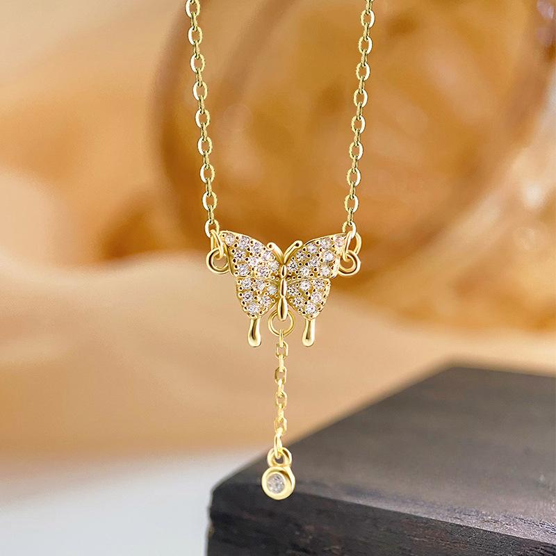 Exquisite Butterfly Tassel Collarbone Chain with A Light Luxury and High-end Temperament