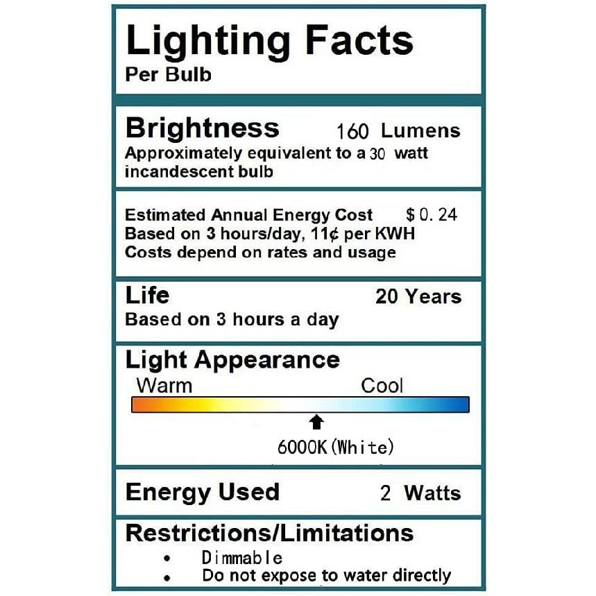 CTKcom 2W LED Refrigerator Bulb (4 Pack)-European E14 Base 15W Equivalent Daylight White 6000K 120V Lamp for Freezer Lighting,Home Lighting