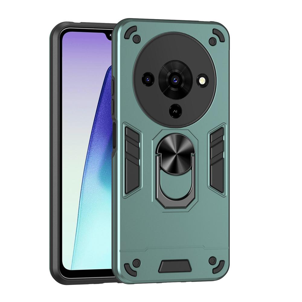 KEYSION Shockproof Armor Case for ZTE Blade A76 5G Soft Silicone+PC Metal Ring Stand Phone Back Cover for ZTE Blade A76 5G