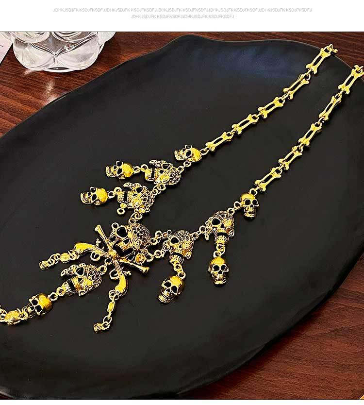 Европейский и американский стиль Ретро Ожерелье с кисточкой в виде черепа для Хэллоуина