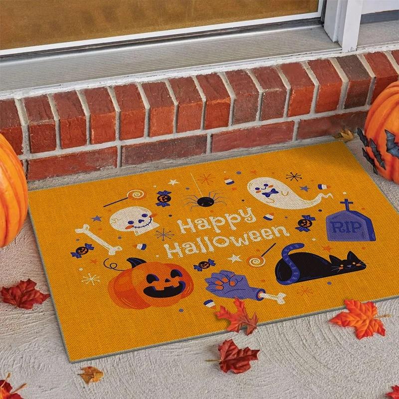 Halloween Autumn Pumpkin Carpets for Living Room Area Bedroom Floor Mat Non-Slip Washable Doormats Home Decoration Rugs