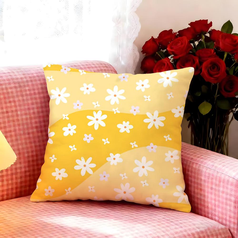 Bright Colorful Daisies Cushion Cover Premium Soft Pillowcase SkinFriendly Breathable MultiPurpose for Home Office Travel