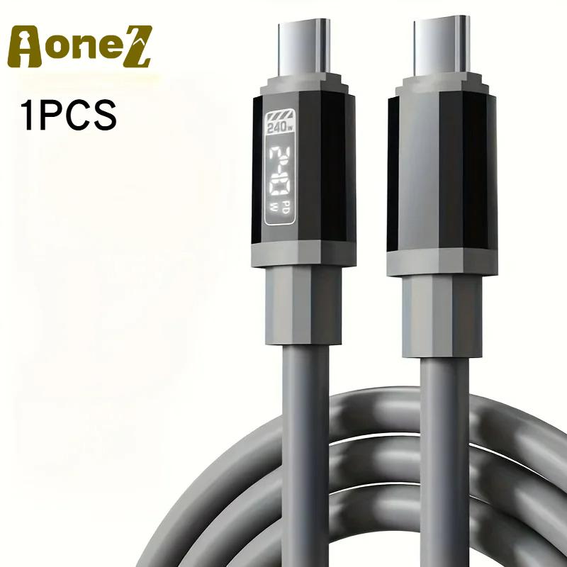 Кабель USB C 240 Вт с дисплеем мощности Быстрая зарядка для IPhone 15 16 17 Samsung S24 Xiaomi Huawei Телефоны Кабель Type C 1,5 м