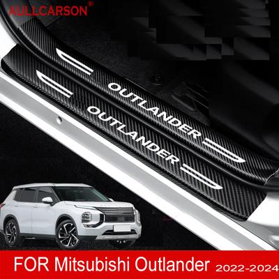 Для Mitsubishi Outlander 2022 2023 2024 автомобильные пороги кожаные наклейки защитная пластина пороговая полоса из углеродного волокна аксессуары