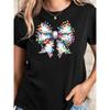 Летние женские свободные повседневные футболки с круглым вырезом и короткими рукавами из чистого хлопка с рождественским принтом
