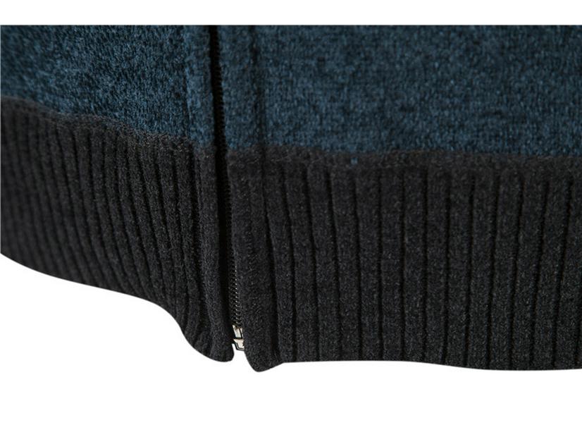 Мужской вязаный кардиган с воротником бейсбол: Толстый бархатный зимний свитер-жакет с длинными рукавами и вышивкой.