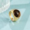 Vintage Tiger's Eye Ring Saturn Ins Wind Girl Niche Design Ring Titanium Steel Jewelry