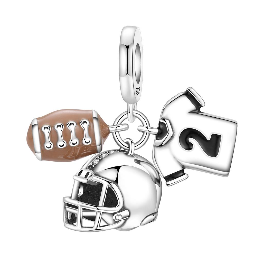 925 Silver Tennis Pendant Bracelet Charms for Women Fine Jewelry DIY Party Beads Gifts Accessories