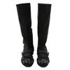 Rivet Belt Buckle Medium Tube Elastic Boots Early Autumn Thin Boots Flat Bottom Thin But Knee High Boots