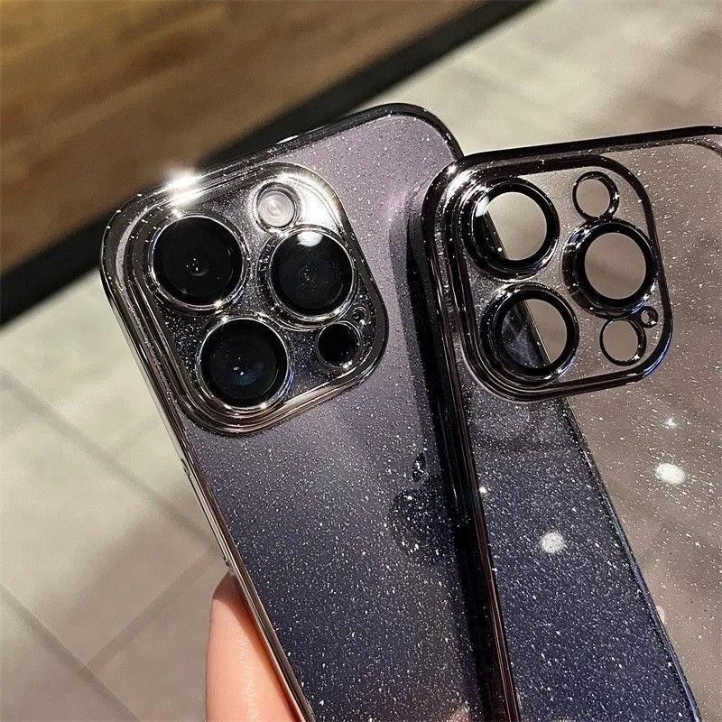 Роскошный гальванизированный блестящий чехол для телефона iPhone 11 12 13 14 15 16 Pro Max Plus Ultra прозрачный бампер противоударные чехлы крышка