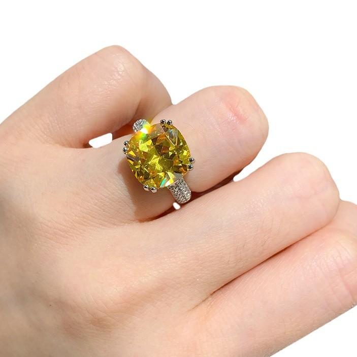 Квадратное имитационное ювелирное кольцо женственность простое открытие розовое бриллиантовое кольцо заводская мода