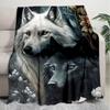 1PC Wolf Elements printed blanket, all season lightweight home office outdoor nap multifunctional blanket A9