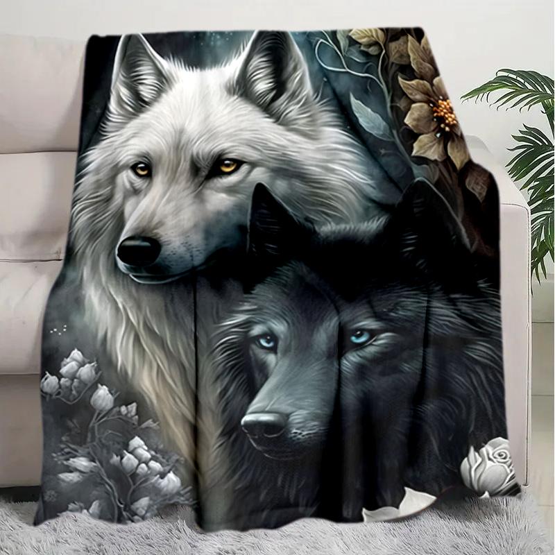 1PC Wolf Elements printed blanket, all season lightweight home office outdoor nap multifunctional blanket A9