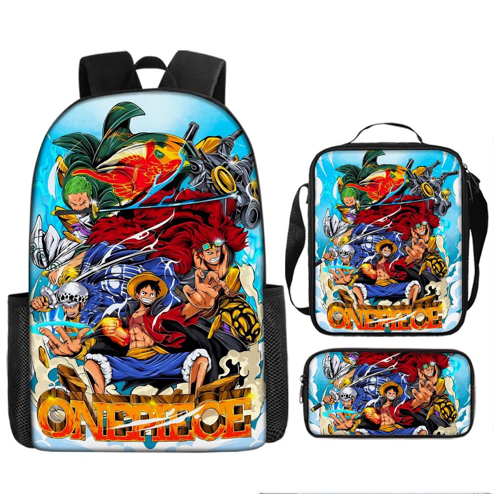 Анимация ONE PIECE школьный рюкзак из трех частей игровой периферийный рюкзак большой вместимости для ученика средней школы для улицы, кампуса, сумка для компьютера