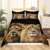 Lion Rose Duvet Cover Sets King Size Animal Floral Print Polyester Comforter Cover Nature Theme Bedding Set for Kids Adult Teens