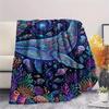 Colorful Line Marine OrganismsPrint Flannel Blanket,High quality Comfortable for All Seasons,Home Decor,Warmth and Comfort,Perfect for Christmas Gifts