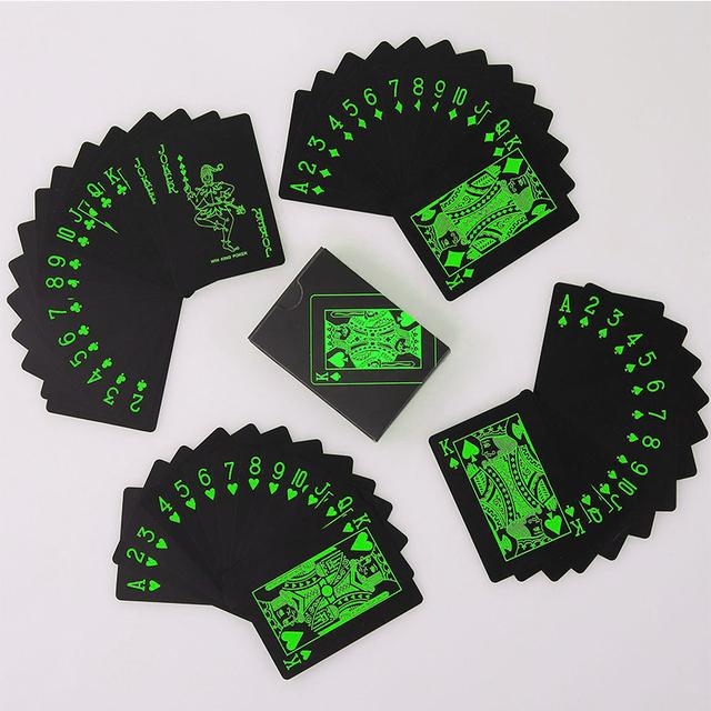 Waterproof PVC Pure Black Magic Box-Packed Plastic Playing Cards 54pcs Cards Set Deck Poker Classic Magic Tricks Tool Board Game