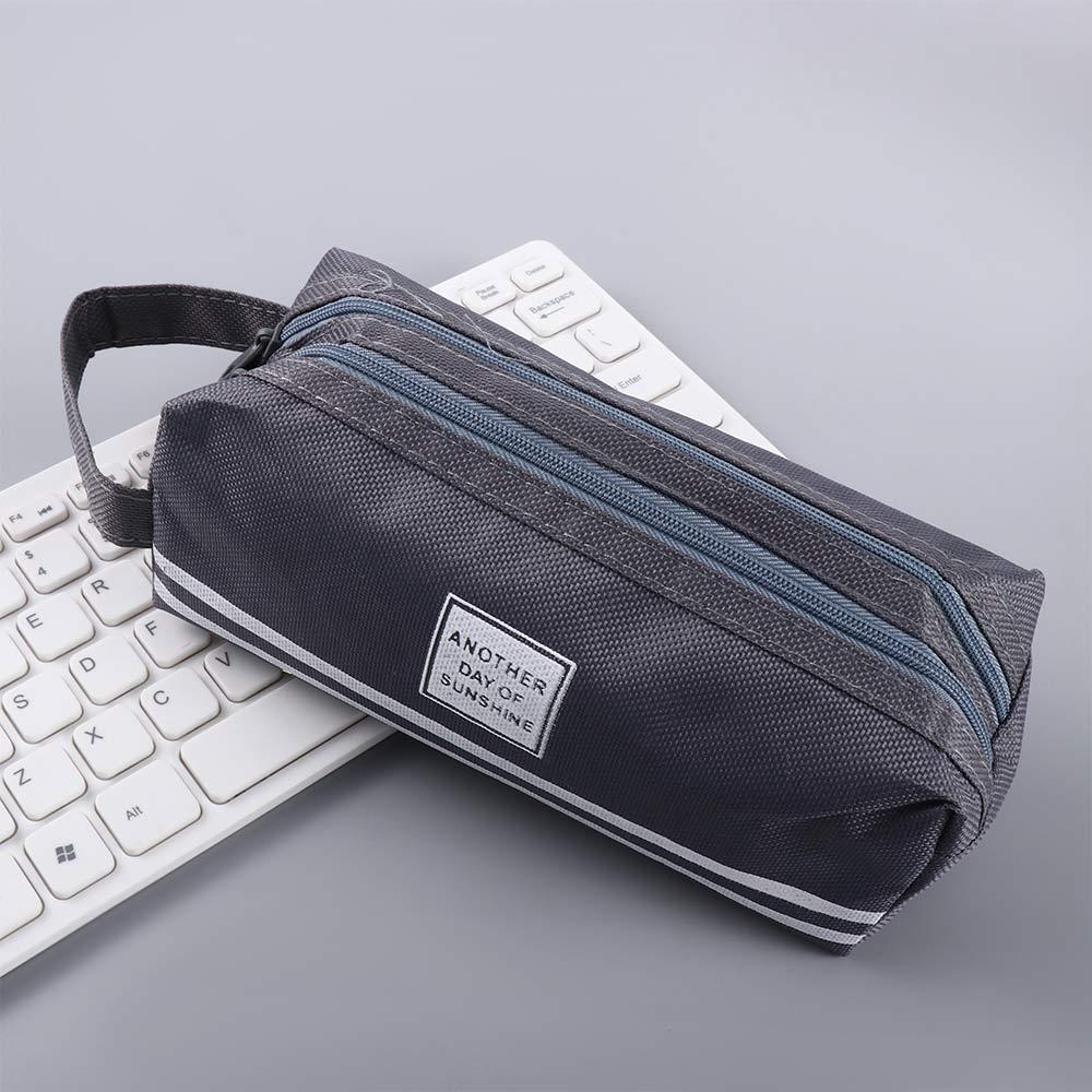 Portable Big Storage bag School Stationery Candy color Pen Case Pen Bag Pencil Case Double layer