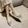 Plus Size 35-43 Women Rhinestone Ballet Shoes Summer Glitter Flats Ladies Dress Pointed Toe Loafers Ladies Soft Soled Moccasins