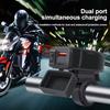 Motorcycle USB Charger QC3.0 Type-C Waterproof Dual Port Phone Charging with LED Voltmeter 7-32V for Motorbike