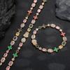 1MM Geometric Colored Gemstones Full Necklace Bracelet Hip Hop Style Jewelry Unisex Jewelry