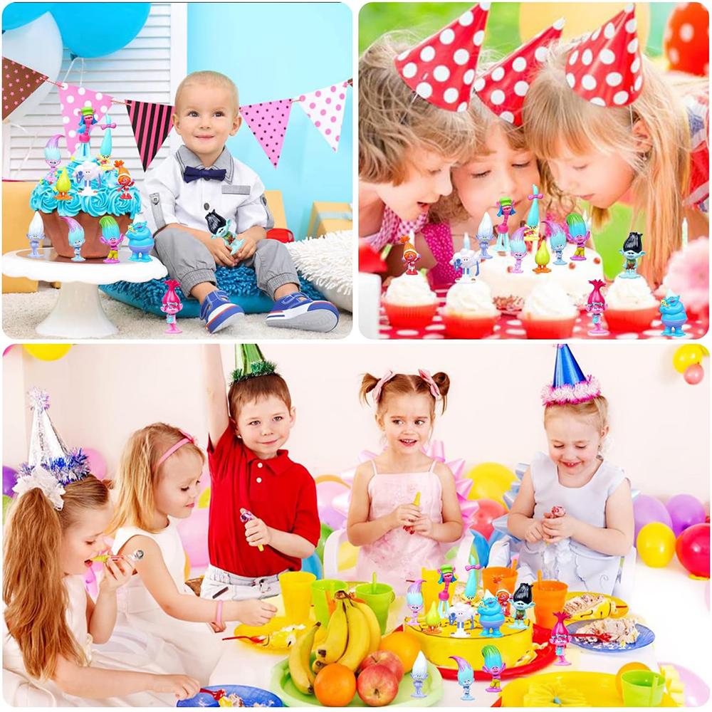 Набор из 12 мини-фигурок троллей, принадлежности для вечеринки для украшения детского дня рождения