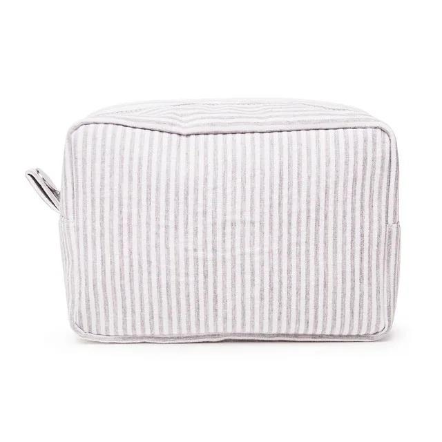 Personalized Seersucker Makeup Bag - Embroidered , Wash Bag, Wedding Bridesmaid Gift, Custom Toiletry Pouch