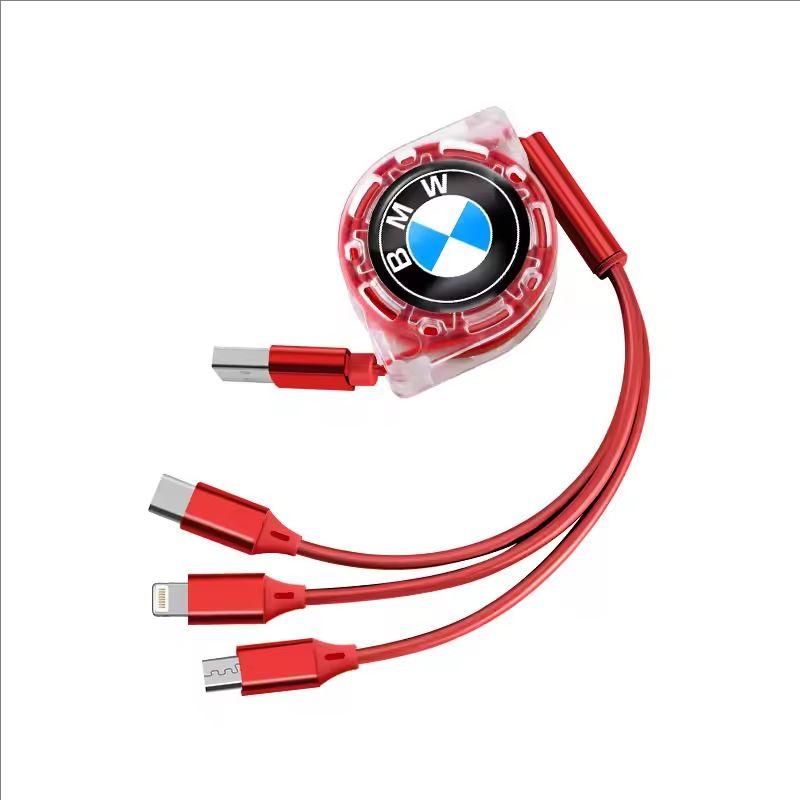 CTCE1 3 - in - 1 Retractable Multi - Charger Cable with Micro USB and Type - C For BMW X1 X2 X3 X5 X4 X6 F20 F10 F07 E70 E46 / Sticke