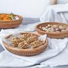 Корзина для фруктов ручной работы из настоящего ротанга, корзина для закусок, корзина для хлеба, поднос для гостиной, корзина для хранения закусок, поднос для фруктов