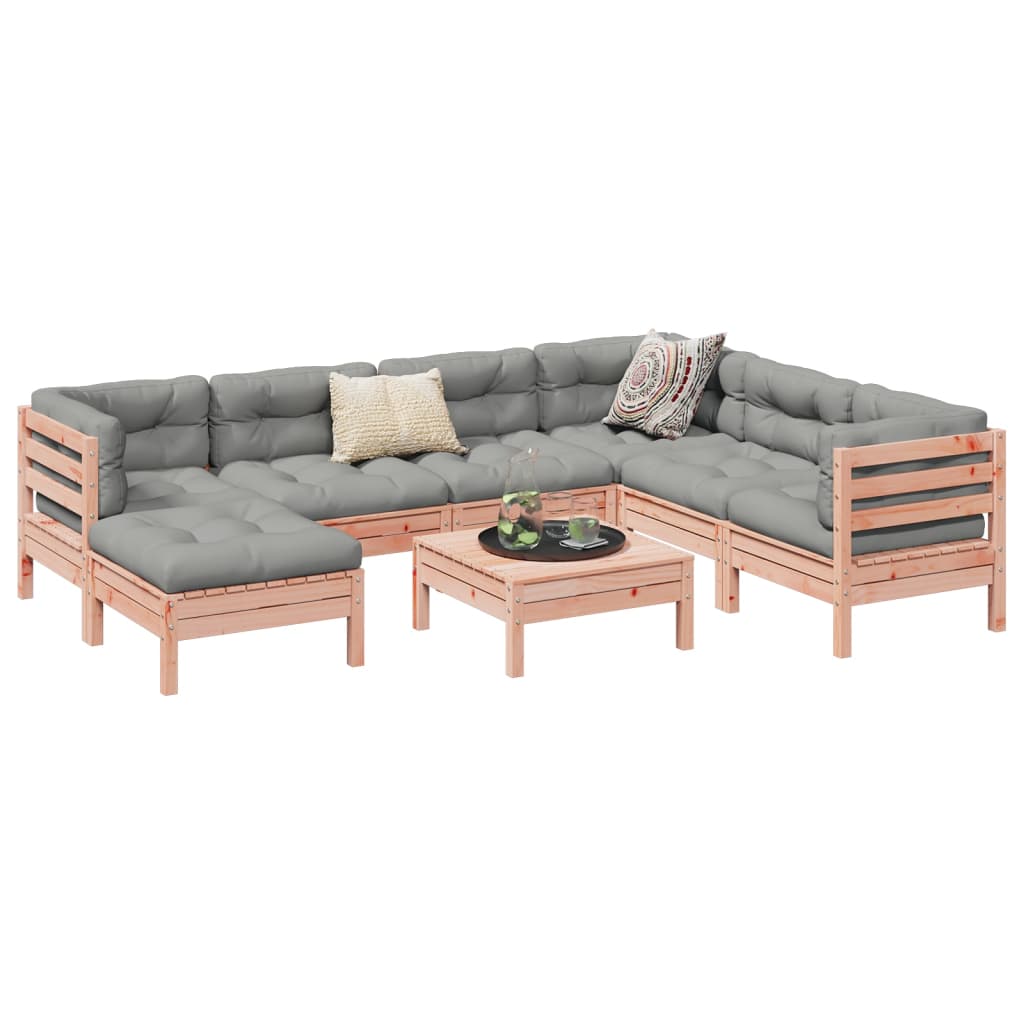 8 piece garden sofa set with cushions solid Douglas fir wood
