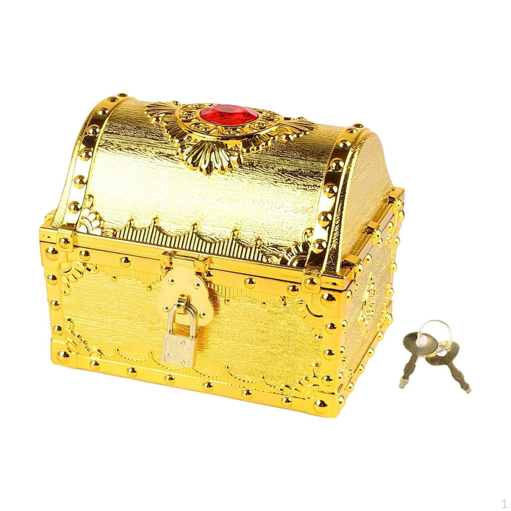 Adventurous Treasure Box Decorative Vintage Chest with Lock Antique Color Treasures Collection