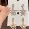Silver Needle Zircon Flower Pearl Earrings Fashion Light Luxury Temperament Earrings Niche High-end Earrings Women