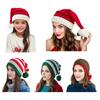 Шапка Санты Красно-бело-зеленая полосатая вязаная рождественская шапка с плюшевым помпоном Праздничный аксессуар