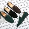 Men’s Loafers Dress Shoes Green Suede Party Nightclub Smoking Shoes Men Coffee Retro Flats Tuxedo Wedding Blazers Saddle Shoes Large Size