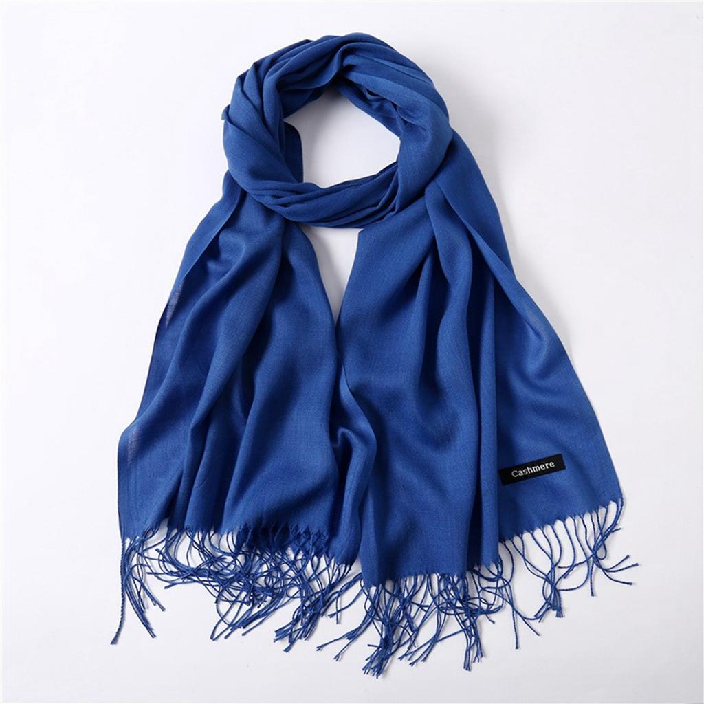 New Solid-color Faux Cashmere Scarf For Winter, Mid-length And Warm, Paired With A Sweet And Fashionable Fringed Scarf From Japan And South .