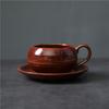 Retro Ceramic Cup Mug Style Simple Afternoon Tea Cup Creative Coarse Pottery Coffee Cup Saucer Set