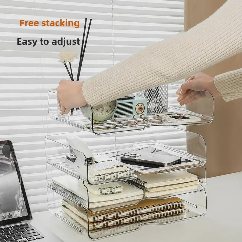 Прозрачная акриловая настольная полка для файлов и книг