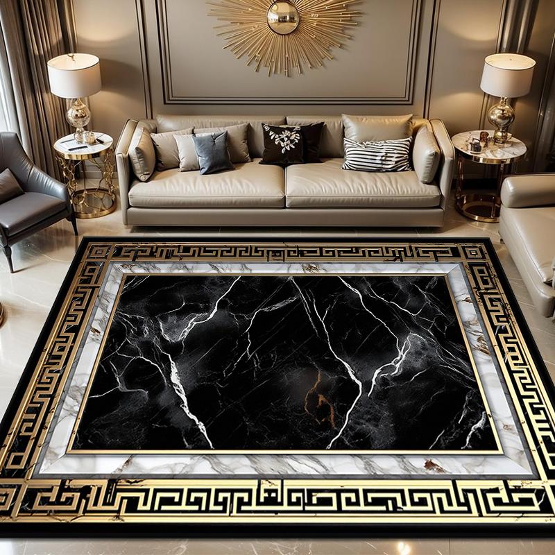 Black Gold Marble Carpet for Living Room Decorations Sofa Table Large Area Rugs Bedroom Home Luxury Floor Mat Anti-slip Doormat