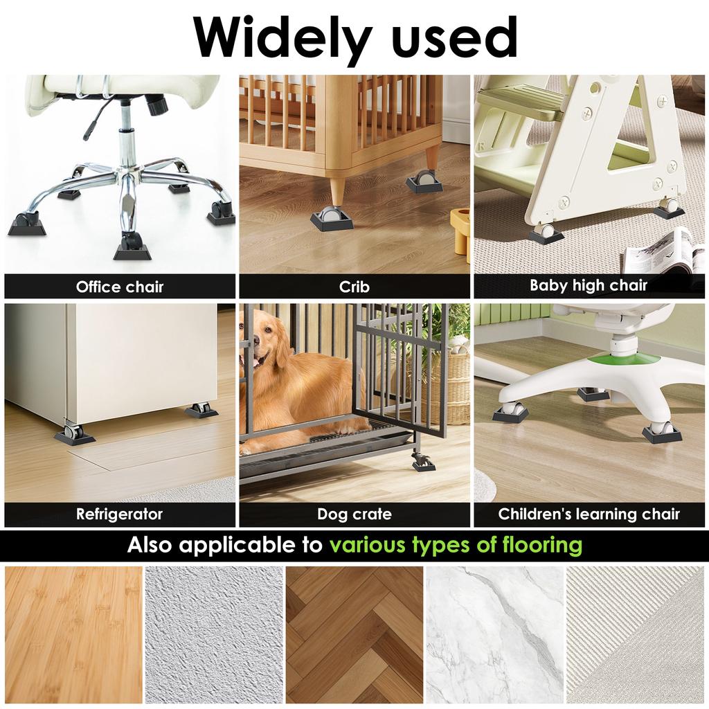 6/12Pcs Chair Wheel Stopper Rubber Anti-Sliding Furniture Pad Caster Cups Chair Roller Feet Mat Floor Protectors Shockproof