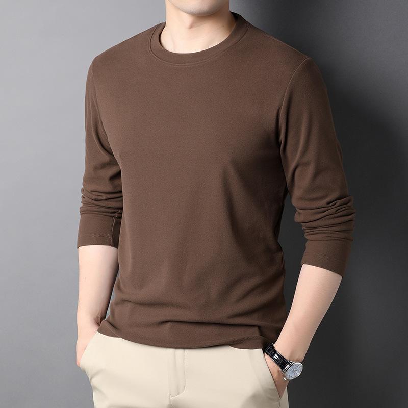 5A Антибактериальная двухсторонняя немецкая бархатная пуловерная рубашка, осенне-зимняя мужская ветрозащитная футболка с длинными рукавами, термотоп с круглым вырезом