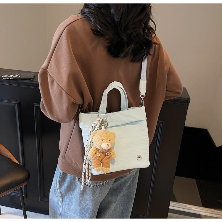 Street Style Nylon Square Bag For Women Teen Fashion Lightweight Crossbody Bag With Stitching Detail