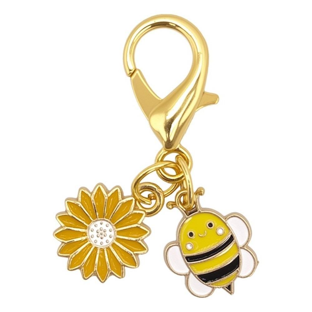 Ornaments Bee Flower Pendant Oil Dripping Bag Hanging Key Ring Bee Keychain Bag Key Decor