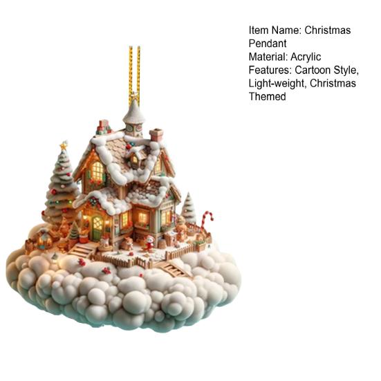 Рождественский домик подвеска акриловый 2D плоский подвесной орнамент мини мультфильм рождественский домик украшение для каминной полки дерева автомобиля