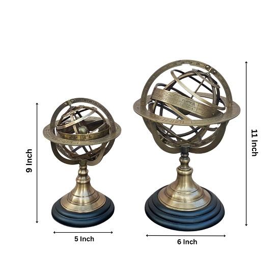 Глобусы армиллярной сферы - Элегантный морской стол и столик - на деревянном наборе из 2 предметов