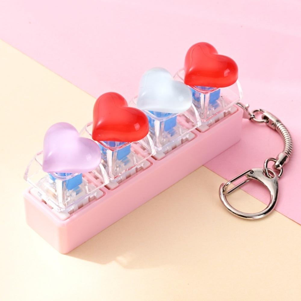 4 Keys Clickable Button Fidget Toy Decompression Fidget Keychain Bag Charm